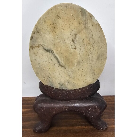 Vintage Chinese Hand Carved Soapstone Birds & Floral Motif Sculpture 8.5" Flaws - Picture 2 of 15